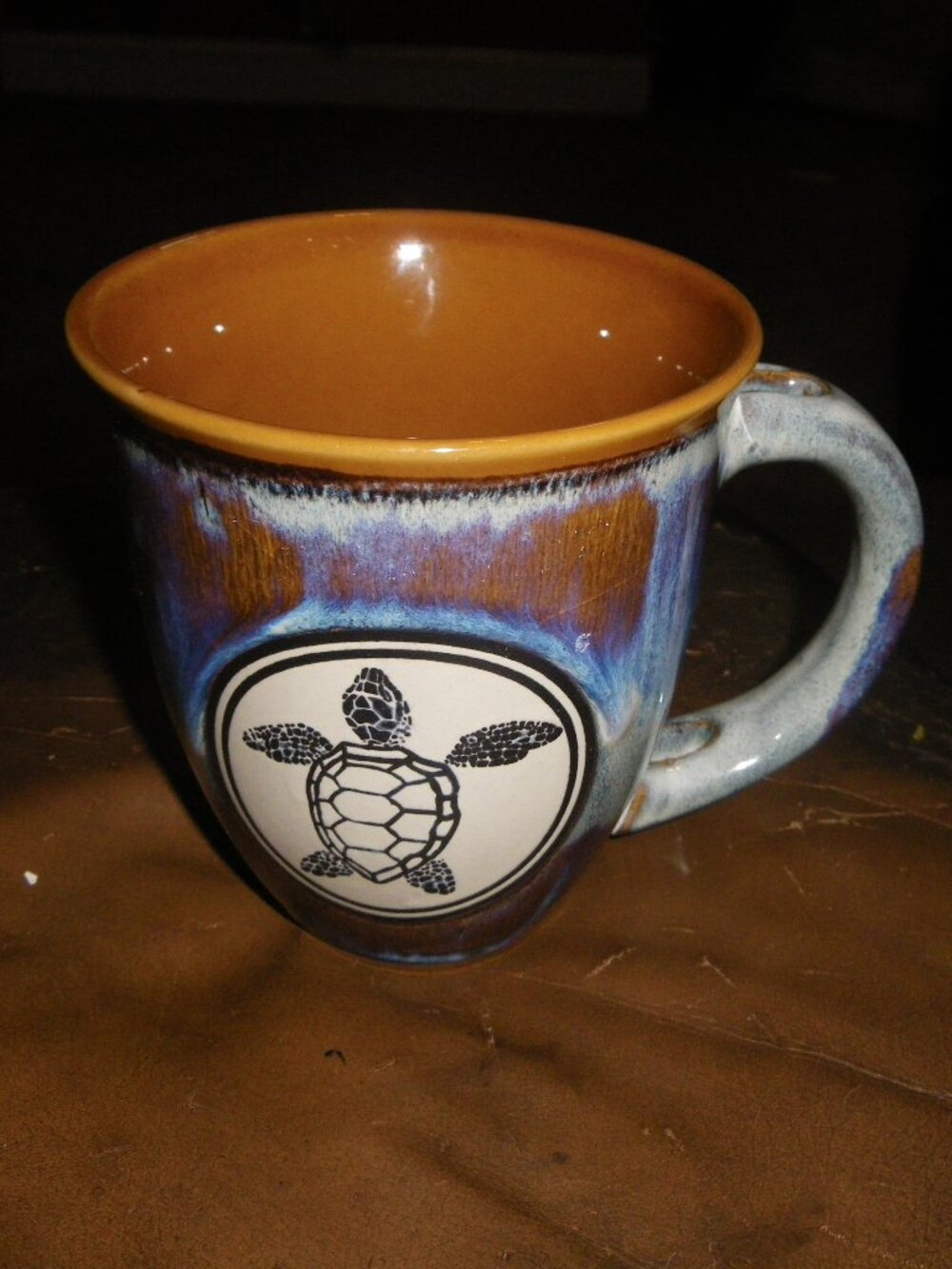 Earthenware Hand Crafted & Glazed Sea Turtle Beach Large Coffee / Tea Mug